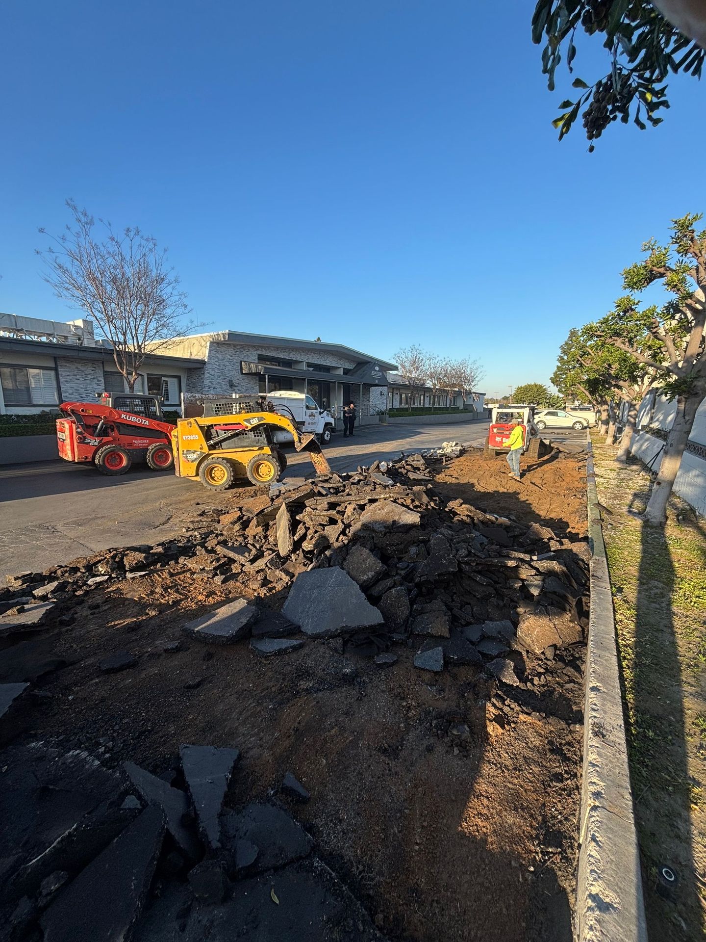 Asphalt parking lot demolished and replaced with concrete in the Inland Empire