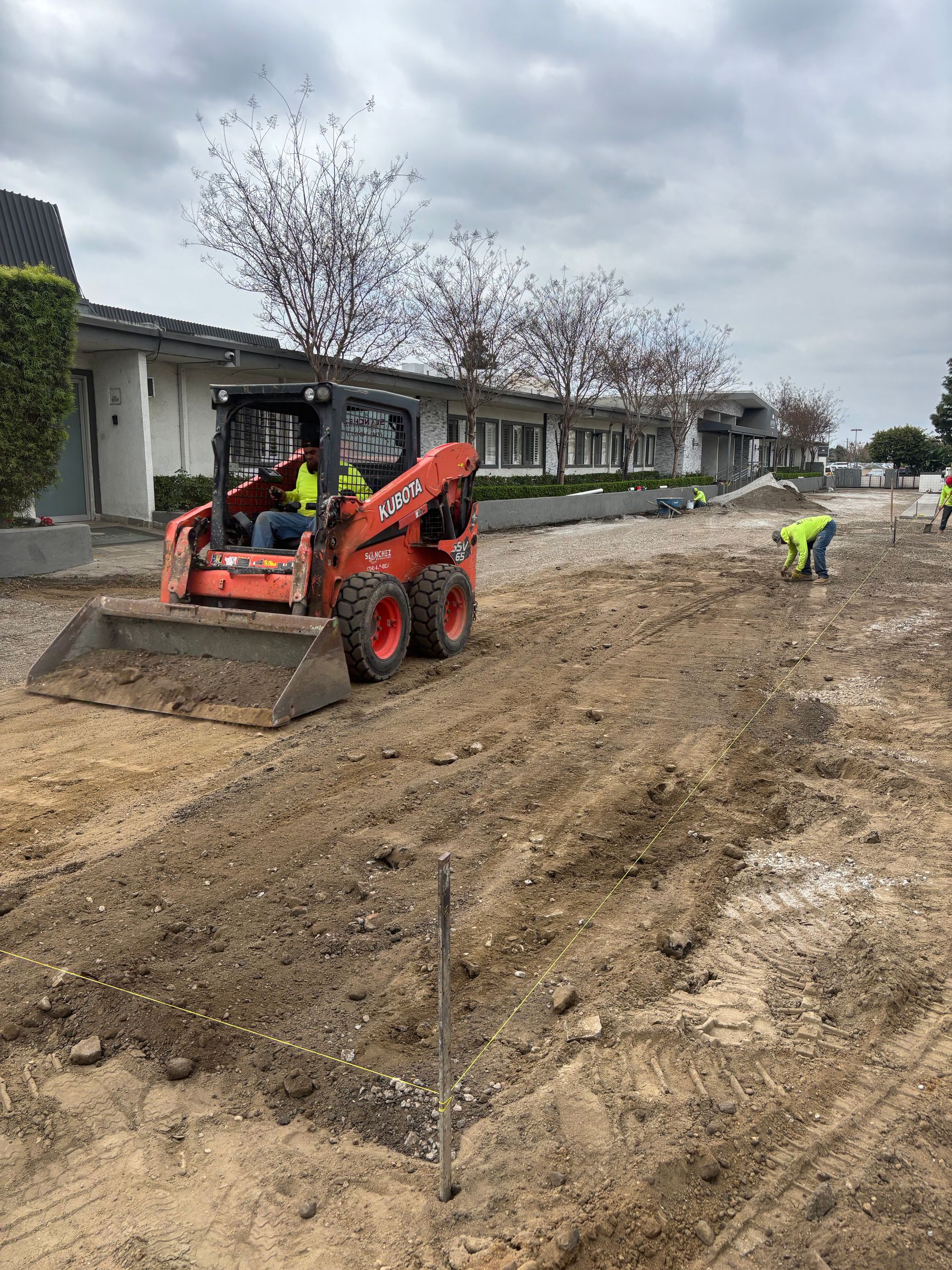 Asphalt parking lot demolished and replaced with concrete in the Inland Empire