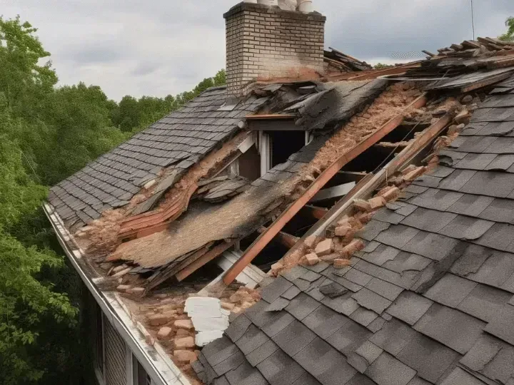 A house roof in Somerset, Kentucky, teared down by storm damage