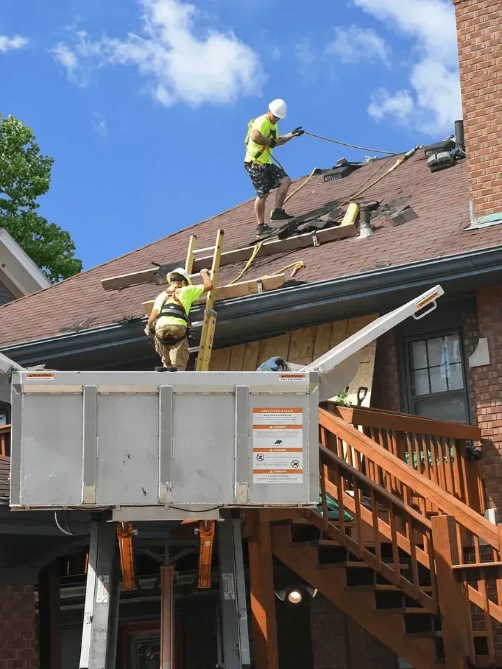 Ark team undergoing roof replacement caused by storm damage in Danville, Kentucky