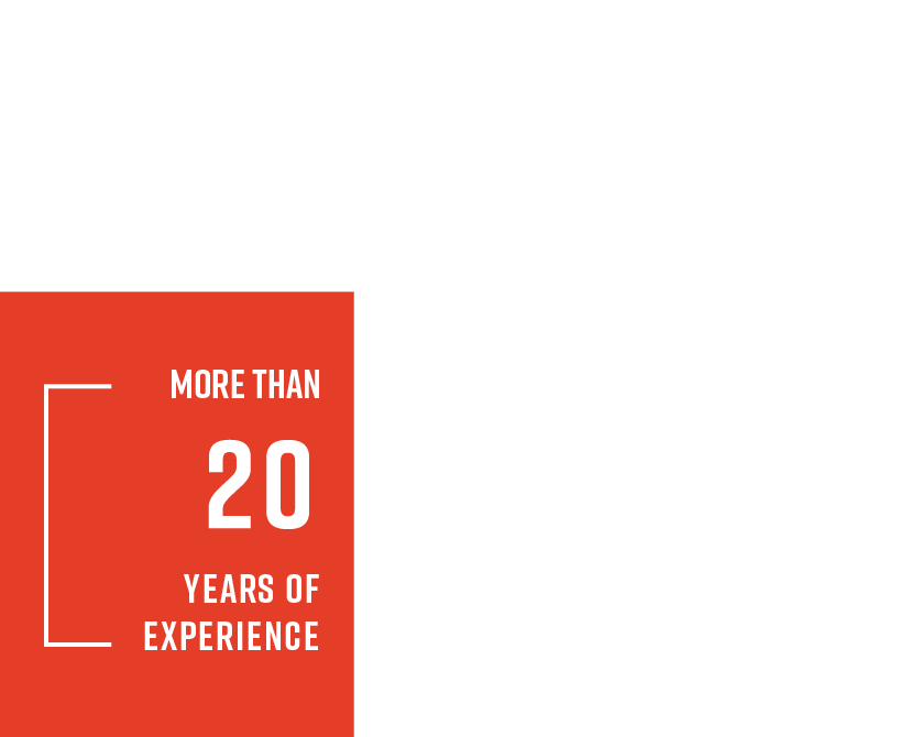 A red square with the words `` more than 20 years of experience '' on it. | The Euro Shop