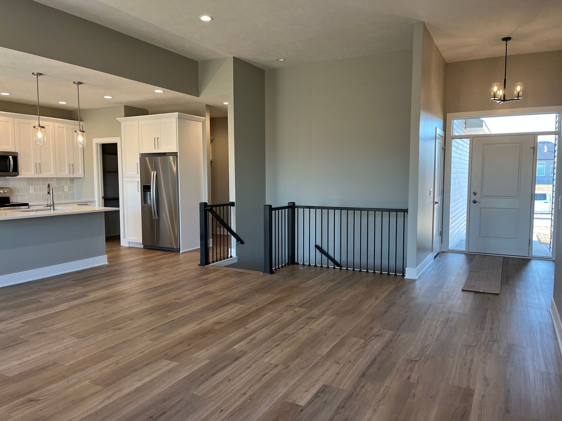 There is a staircase leading up to the second floor of the house.