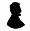 Black silhouette of abraham lincoln against a white background