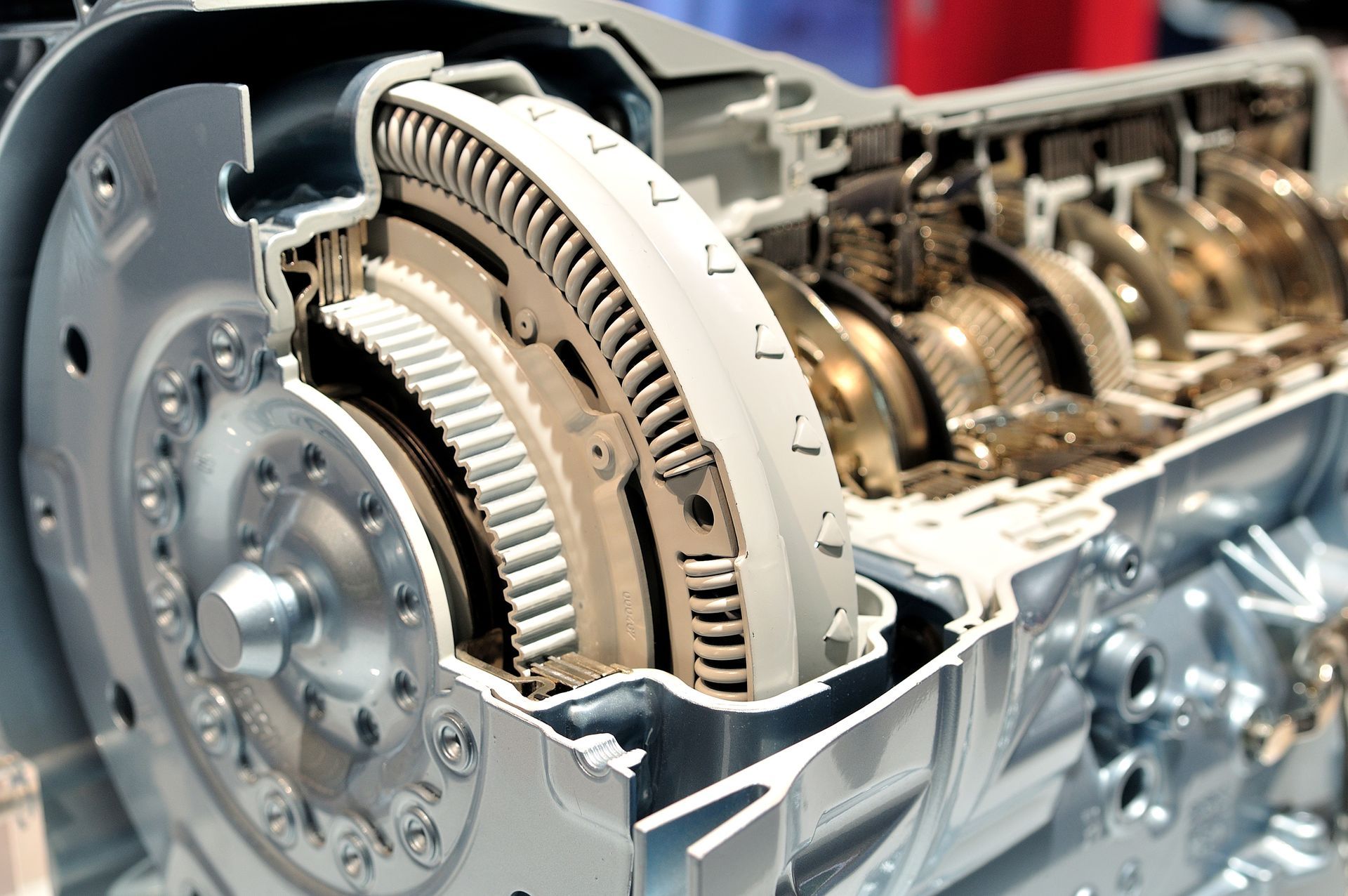 A close-up of the inside of a car transmission