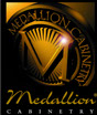 Gold Medallion Casino logo with fan-like gold lines on a black background