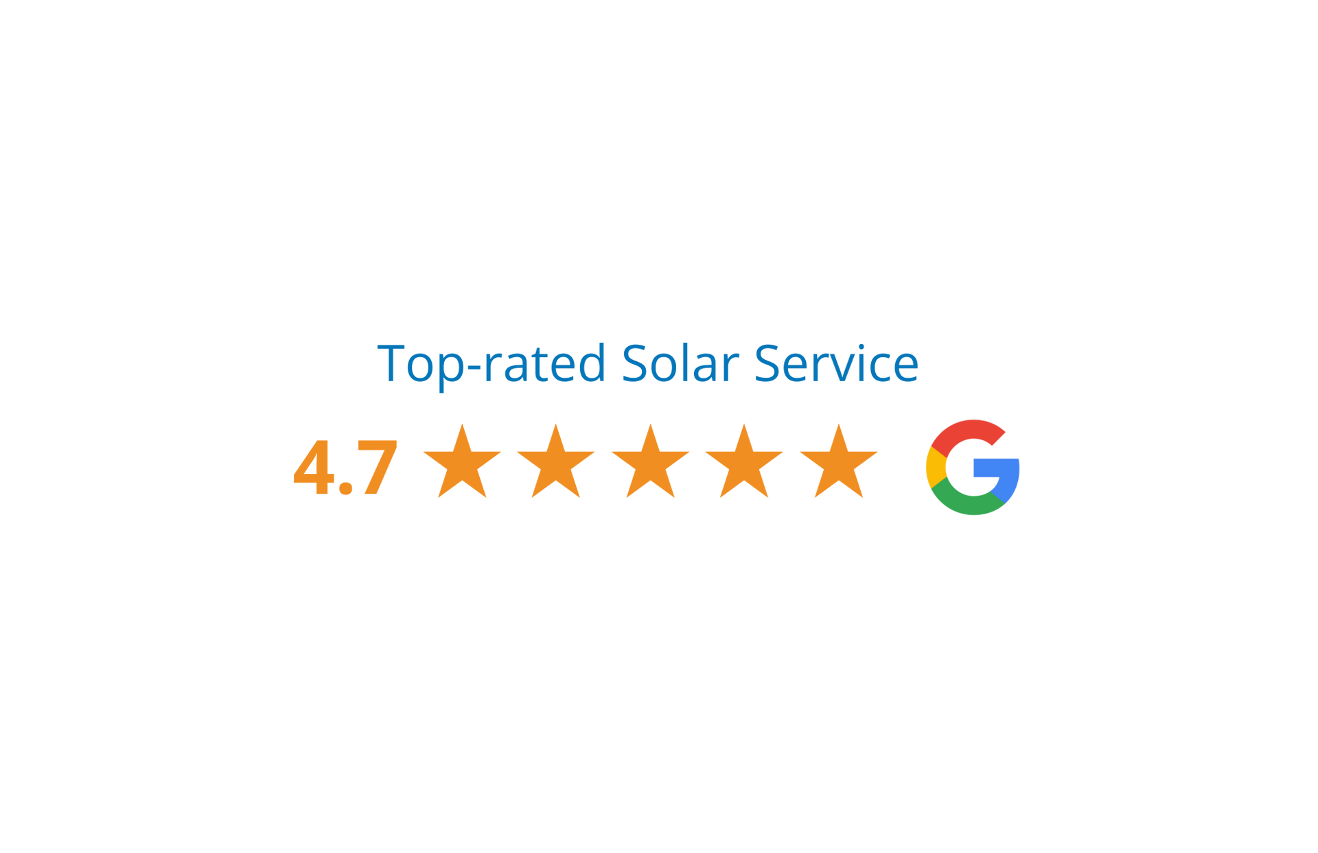 Top-rated solar service: 4.7 stars with gold stars, Google logo.