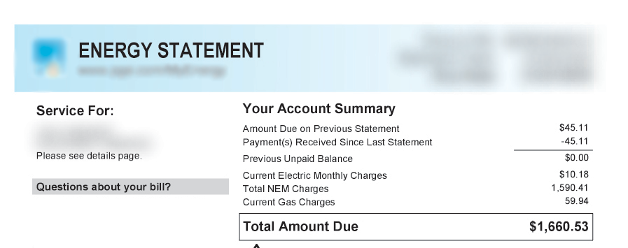 Energy bill showing account summary, including total amount due of $1,683.53.