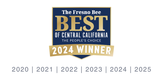 The Fresno Bee “Best of Central California” 2024 winner badge with years 2020–2025 below