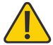 Yellow warning triangle with a black exclamation mark on a white background