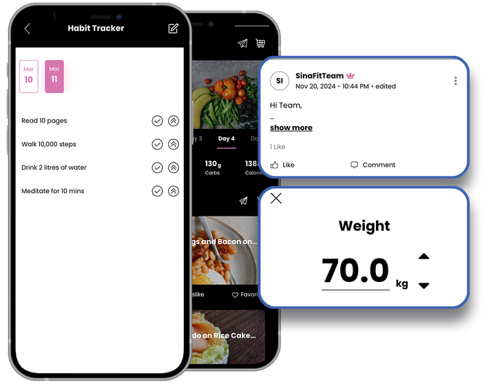A cell phone with a weight tracker app on it.