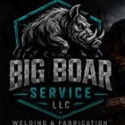 Big Boar Service LLC logo with a snarling boar and bold gray and teal industrial text