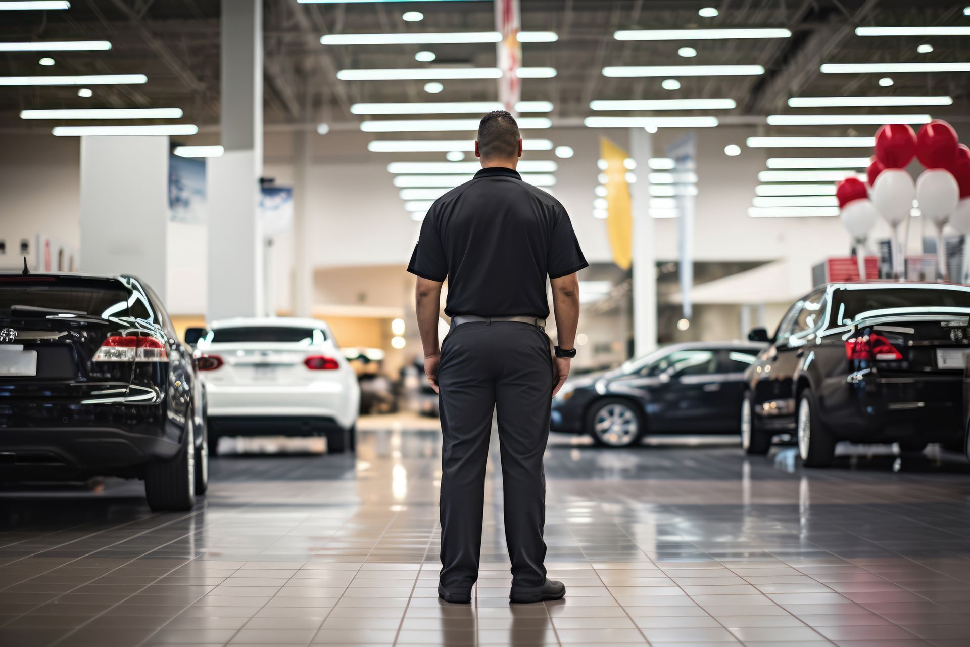 Guard In Background Automotive Dealerships Guard In Background Automotive Dealerships