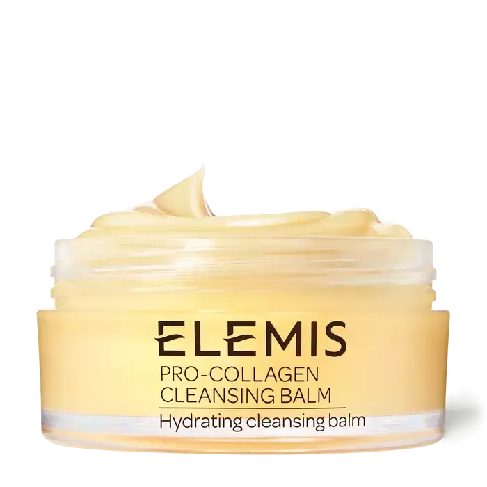 ELEMIS Pro-Collagen Cleansing Balm jar with pale yellow cream on white background