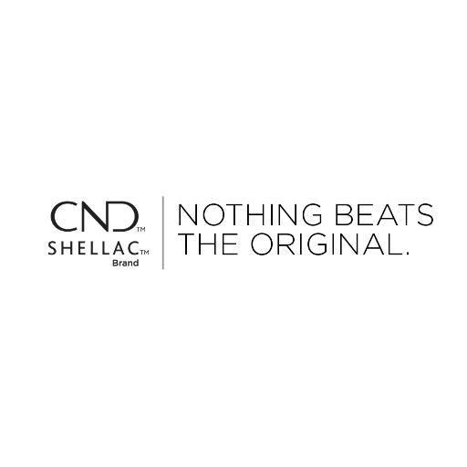 CND Shellac logo and slogan, “Nothing beats the original,” in black on white background