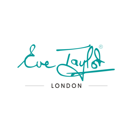 Teal Eve Taylor logo with “LONDON” beneath on a white background