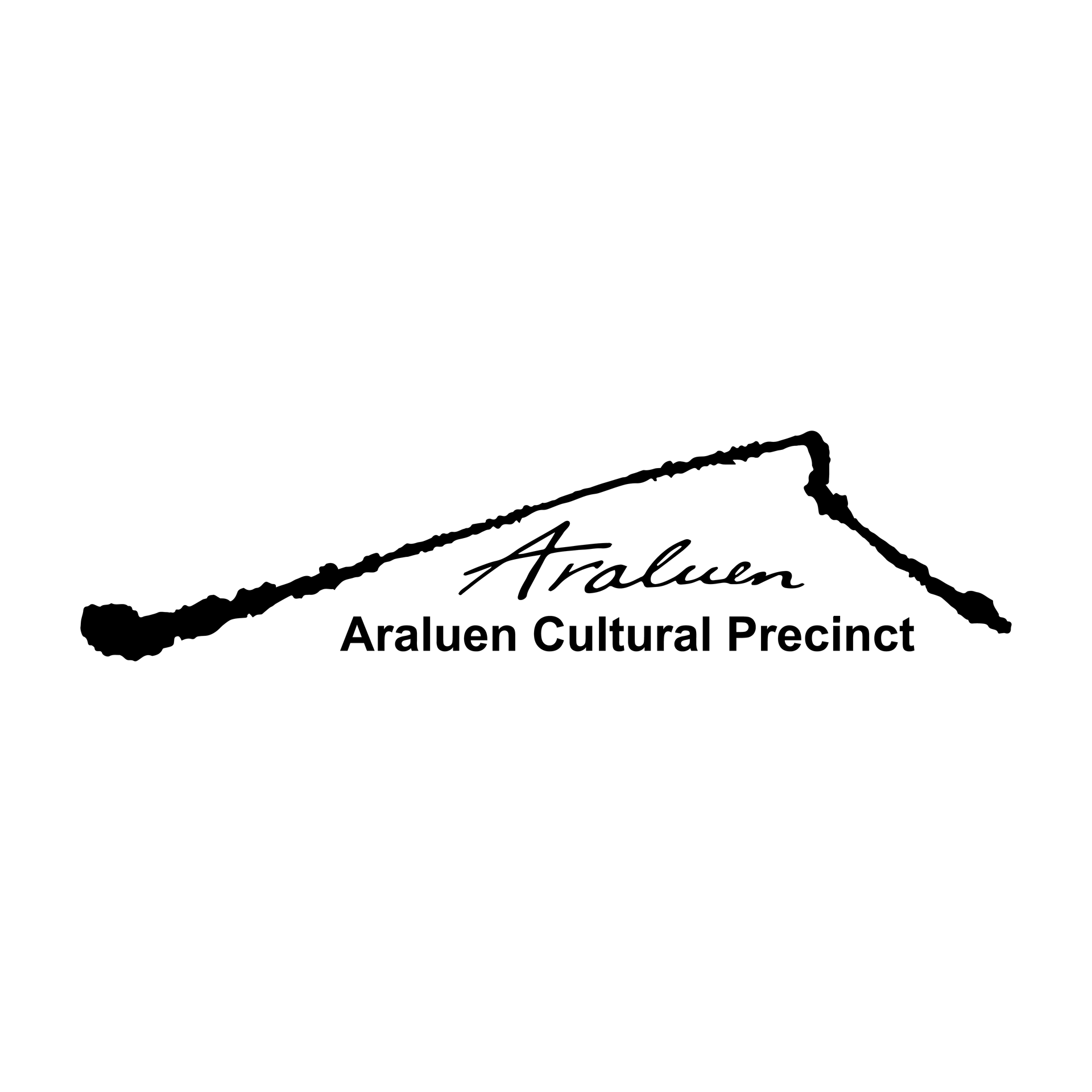 A black and white logo for arauen cultural precinct