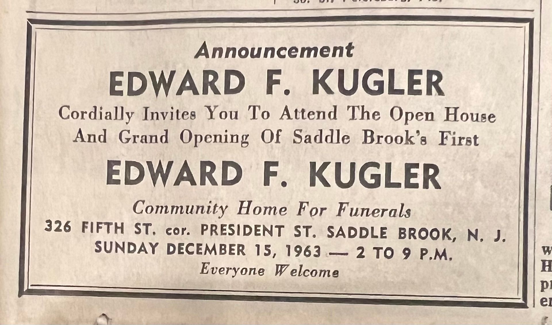 Kugler Funeral Home 311 5th Street Saddle Brook Nj 07663
