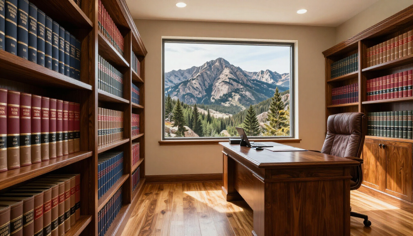 Professional law office in Utah with a view of the mountains.