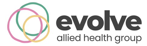 The logo for evolve neurological physiotherapy has a colorful circle in the middle.