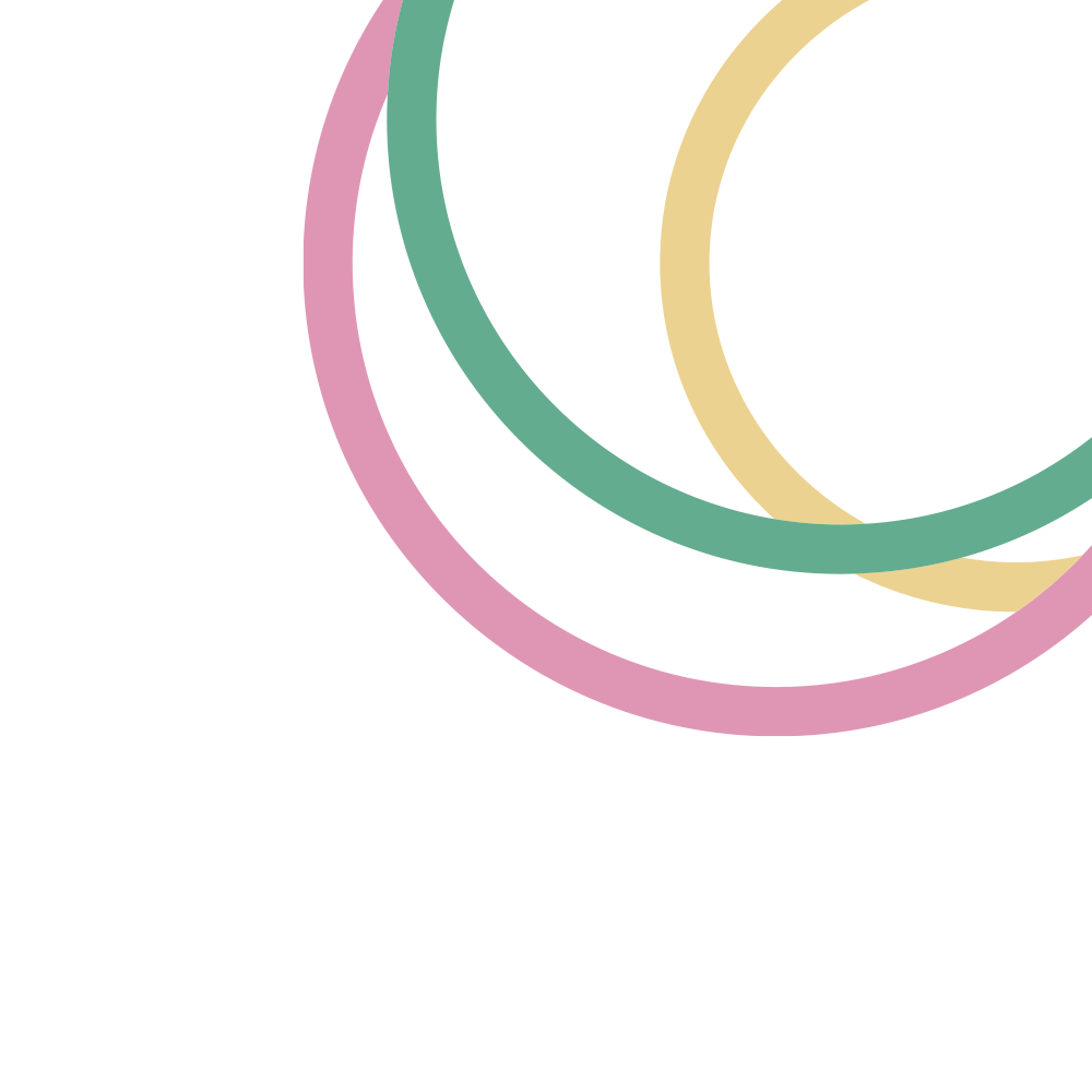 A pink green and yellow circle on a white background