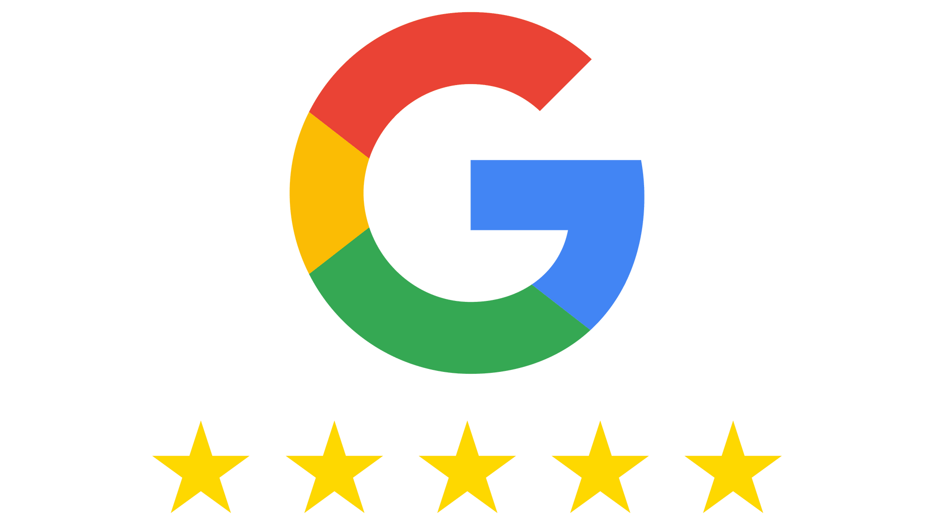 Google logo with five gold stars, indicating excellent reviews.