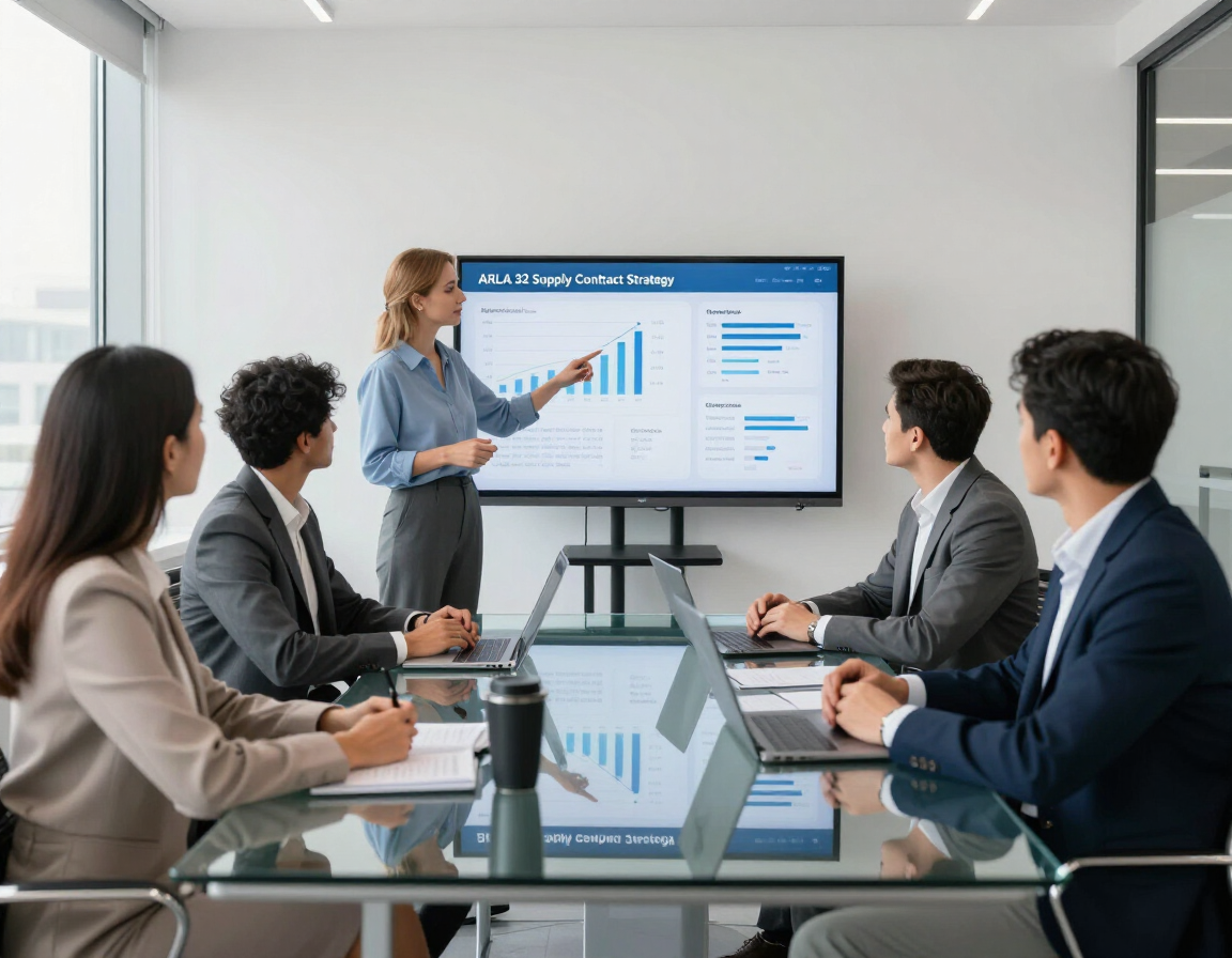 Equipe em reunião com apresentação de indicadores comerciais