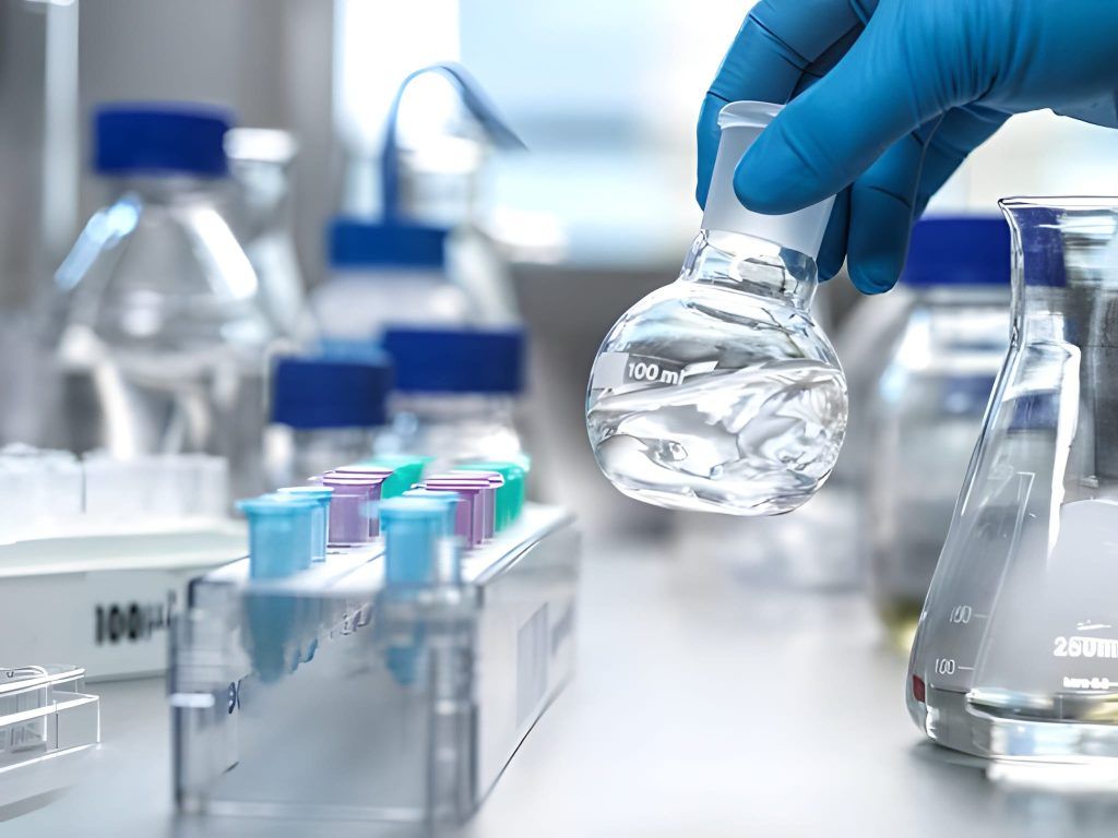 Análise de amostra líquida em laboratório