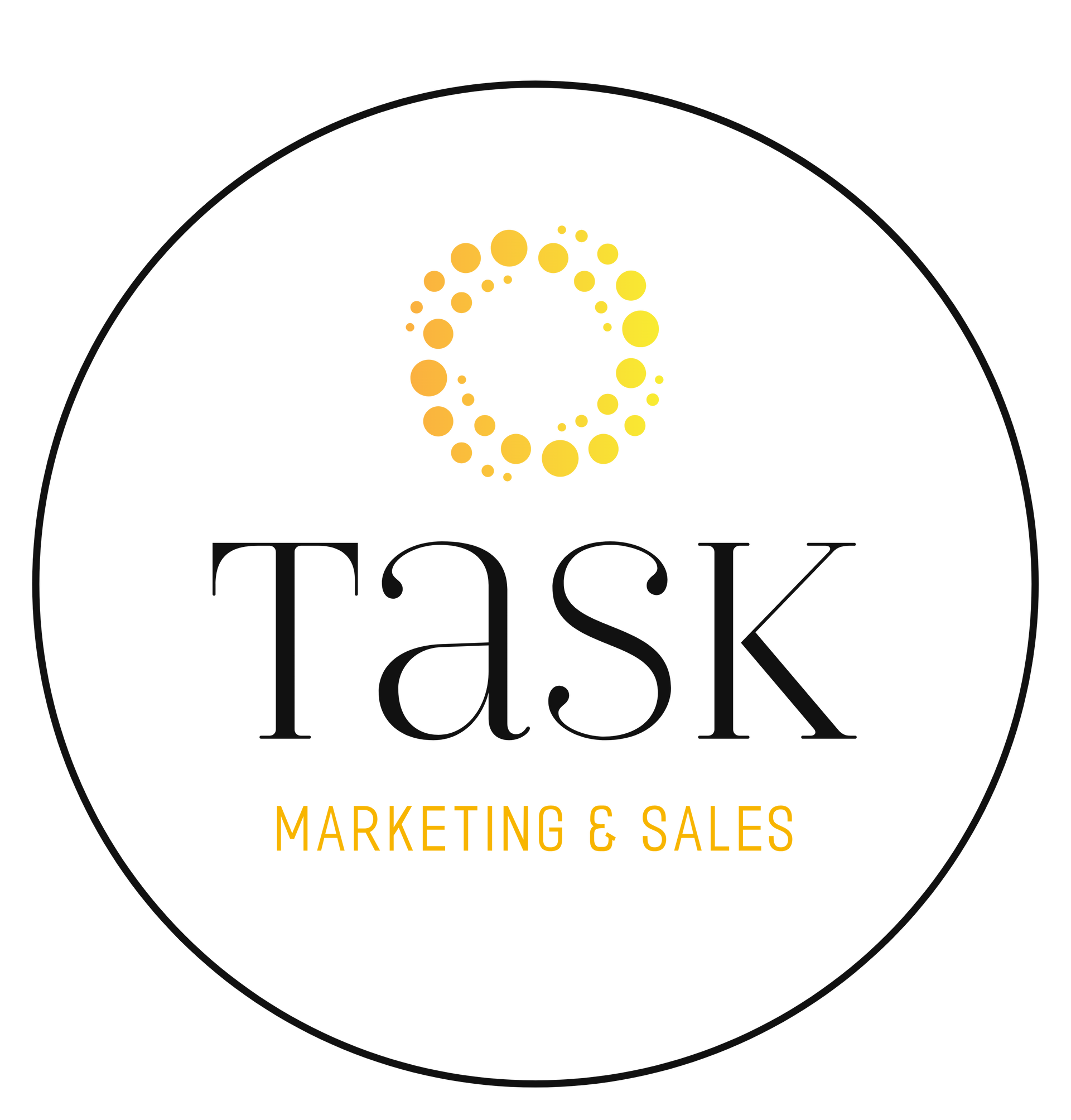 Logo: white circle with 