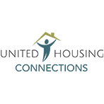 United Housing Connections logo with stylized figure in teal and gold
