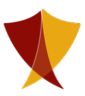 Abstract red and orange geometric logo, resembling overlapping shield or star shapes