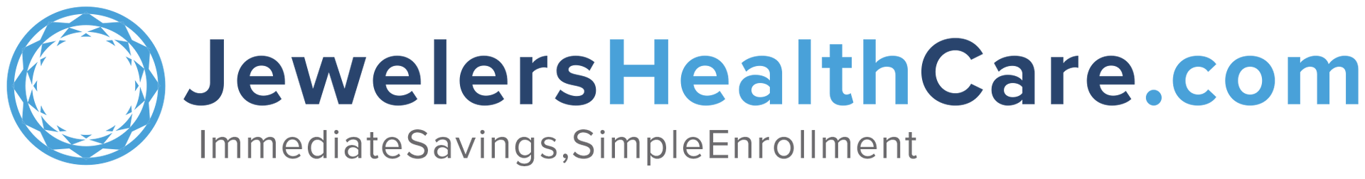 JewelersHealthCare.com logo with blue circular icon and tagline “Immediate Savings, Simple Enrollment”