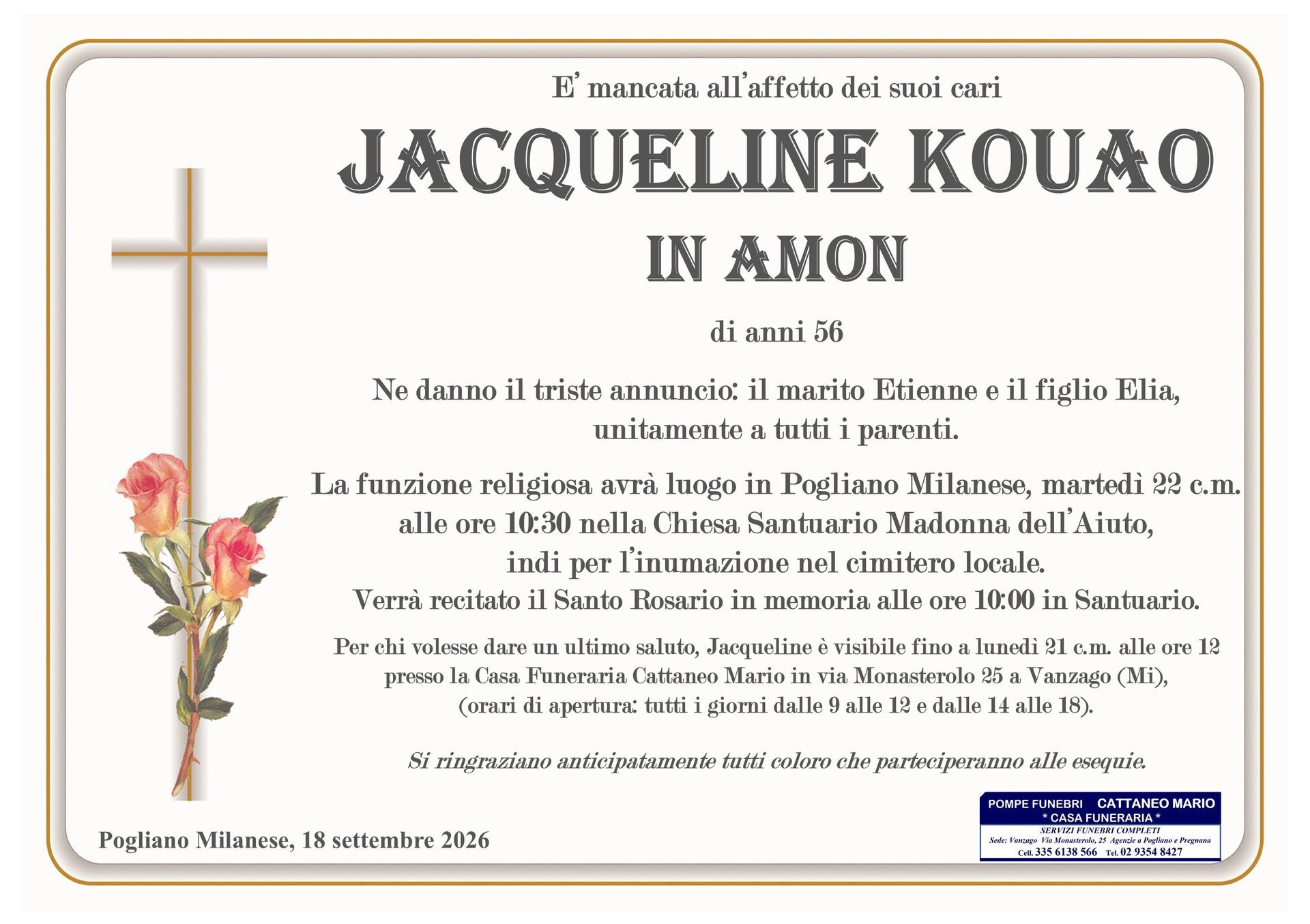 necrologio Jacqueline Kouao