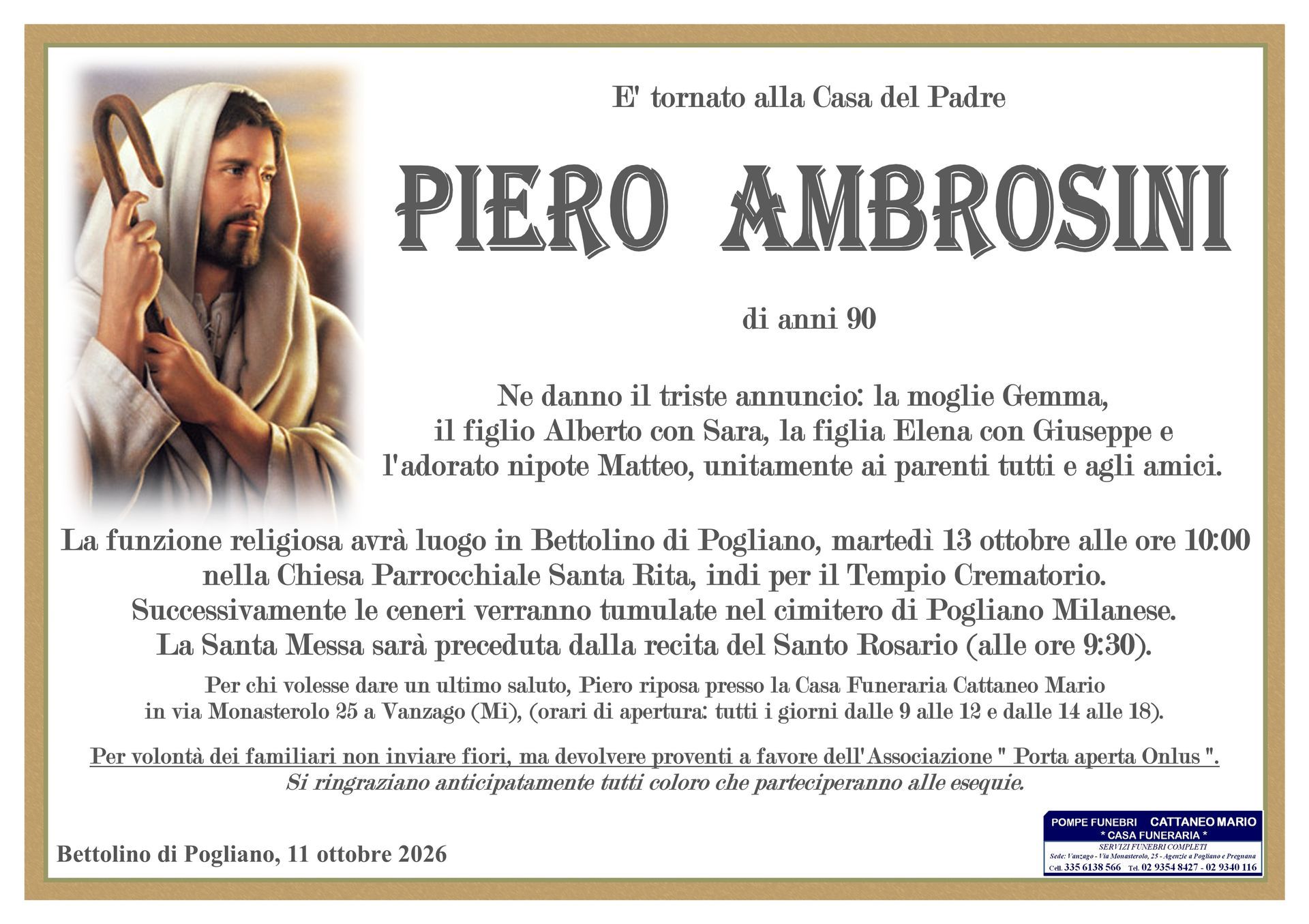 necrologio Piero Ambrosini