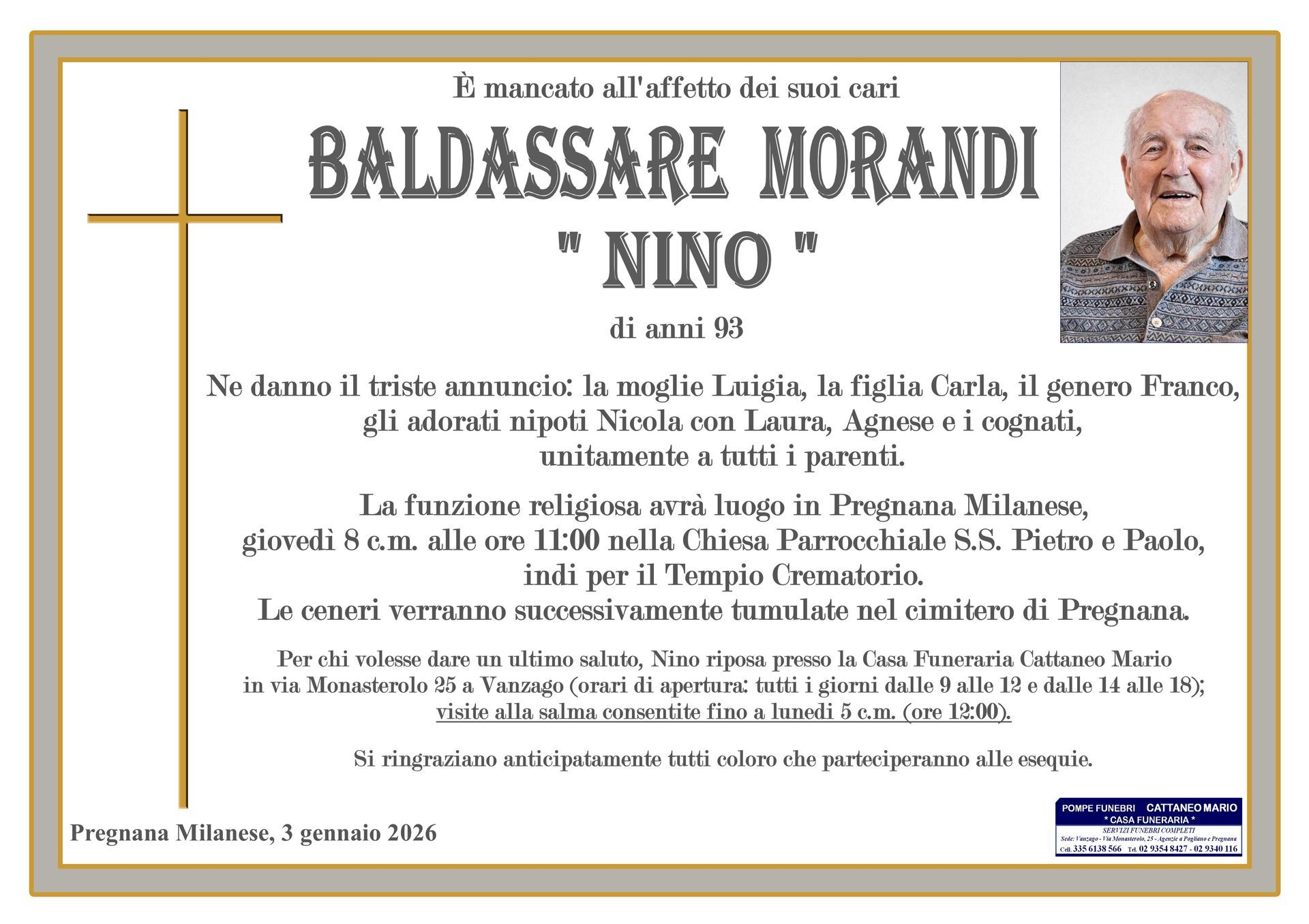 necrologio Baldassare Morandi