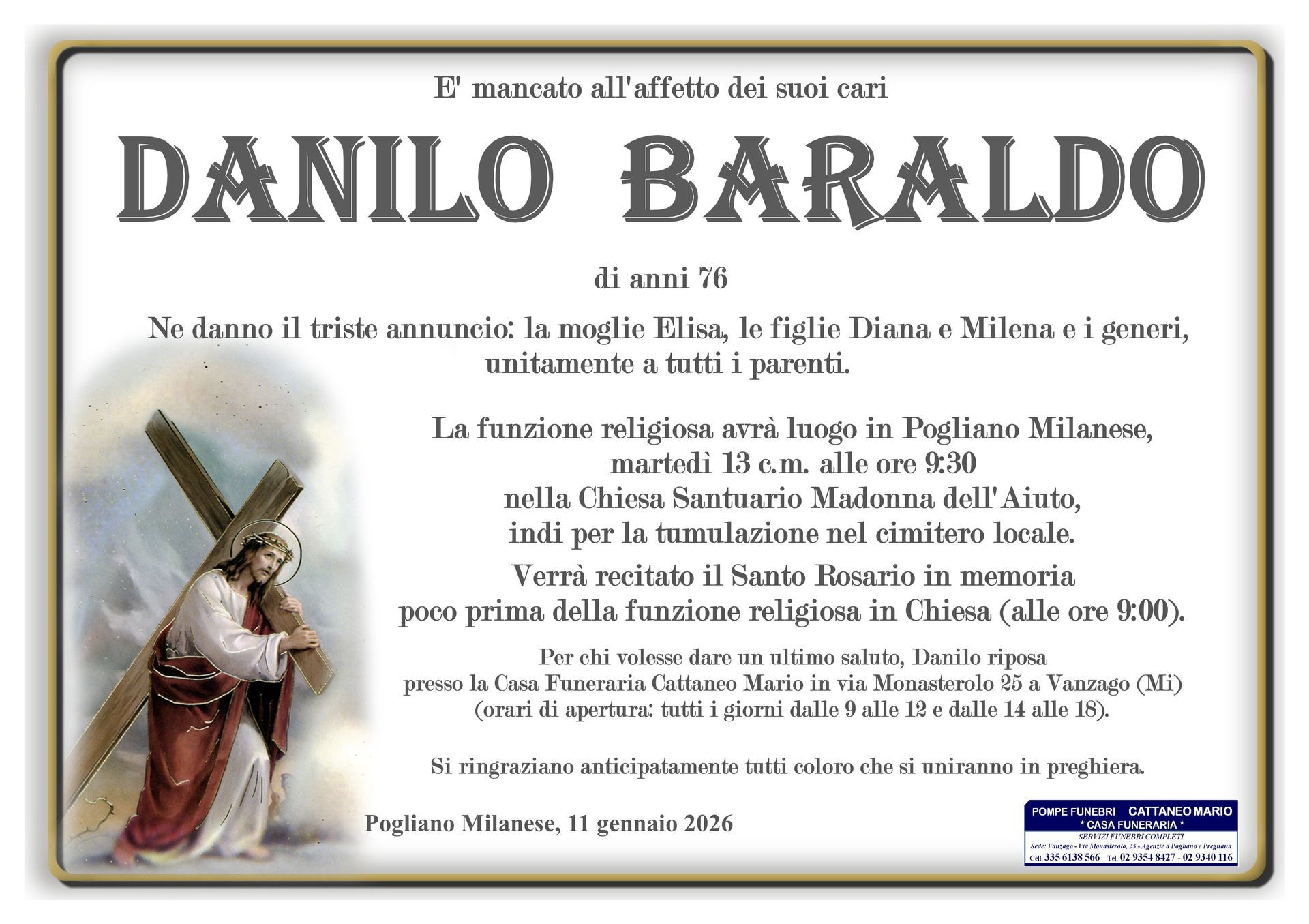 necrologio Danilo Baraldo