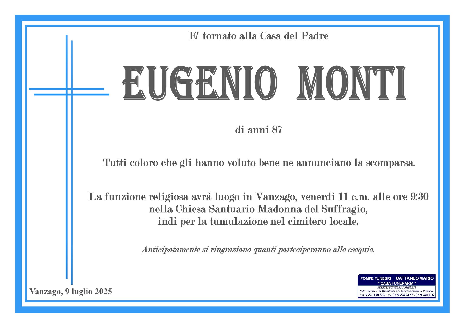 necrologio Eugenio Monti
