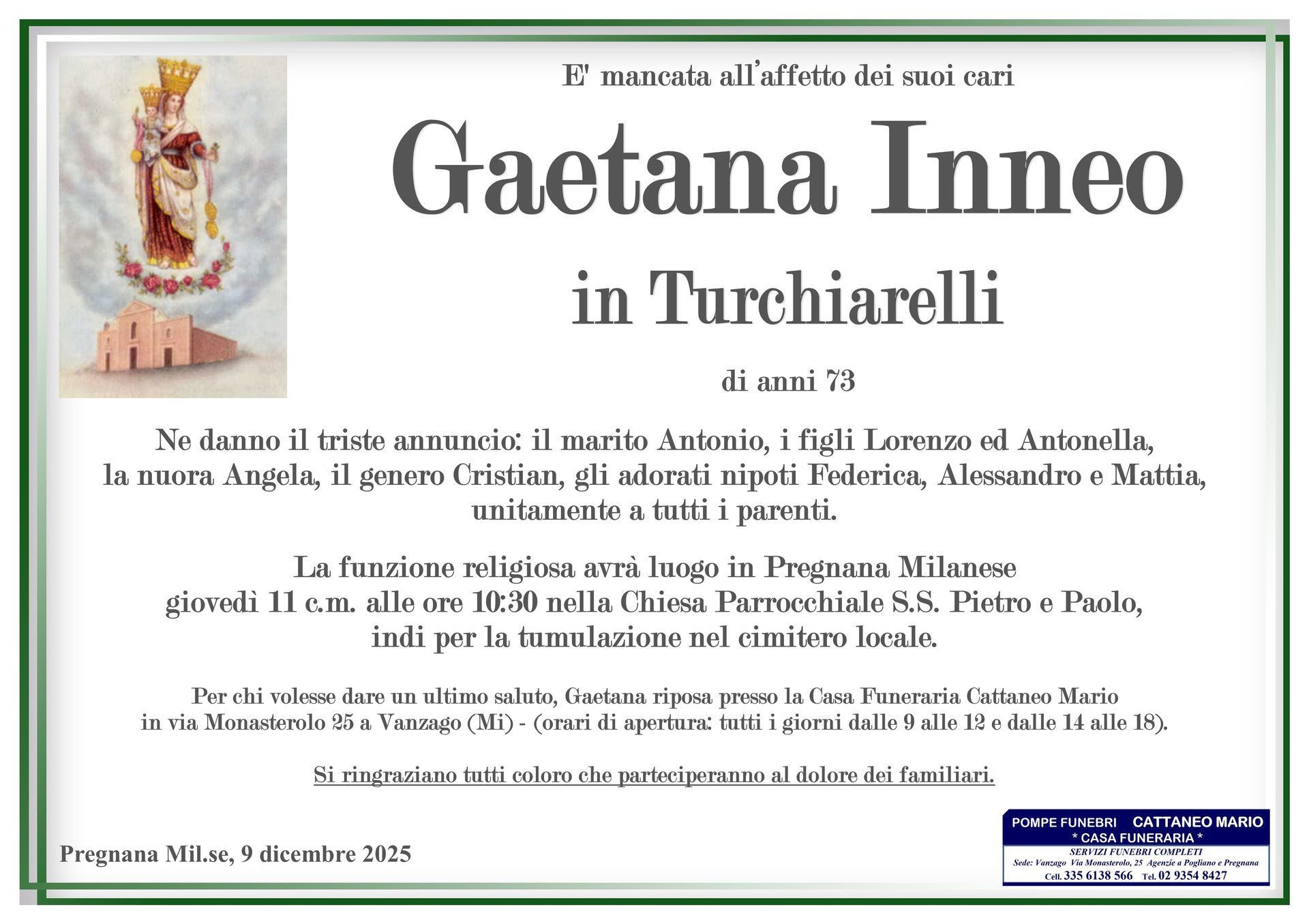 necrologio Gaetana Inneo