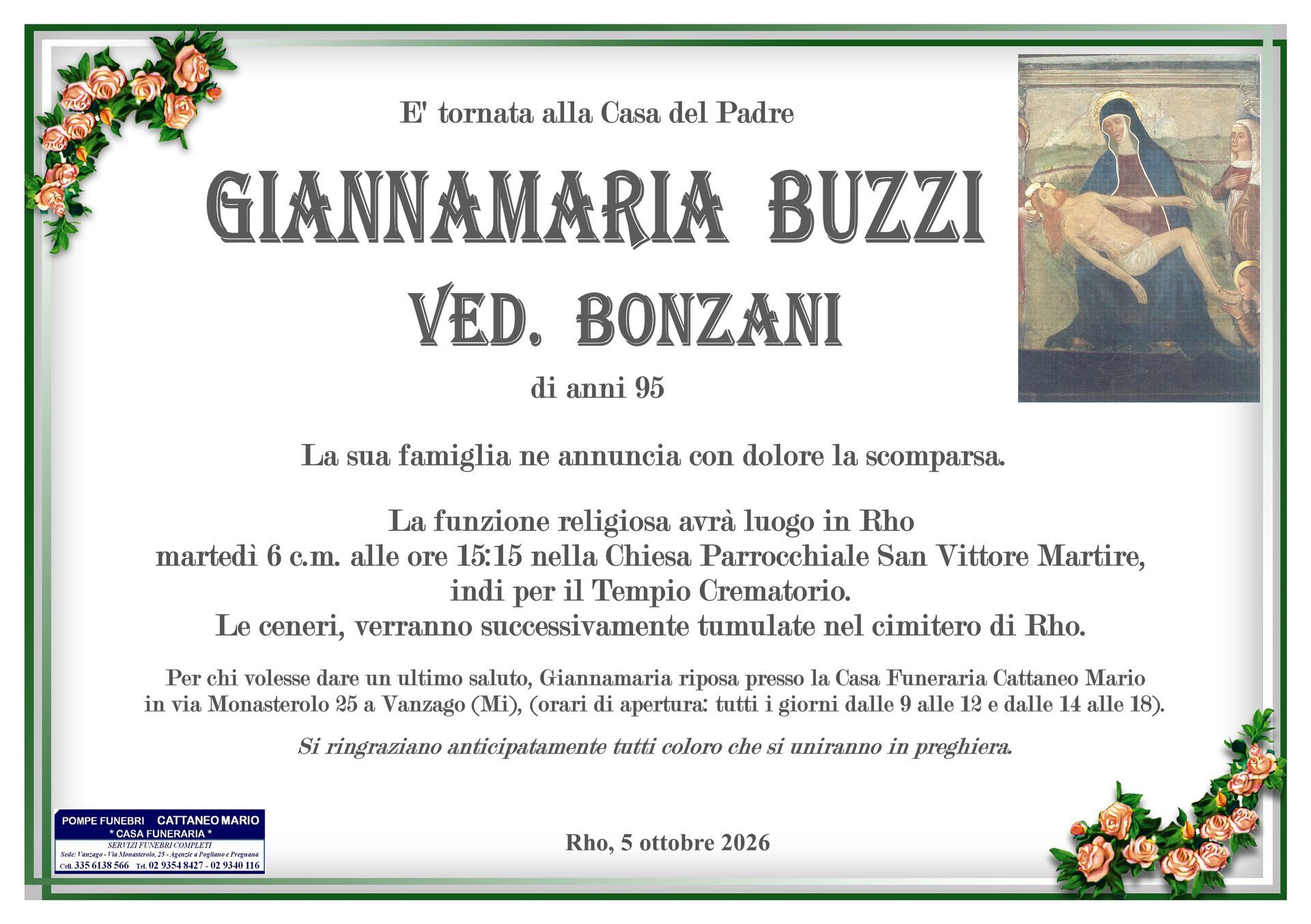 necrologio Giannamaria Buzzi