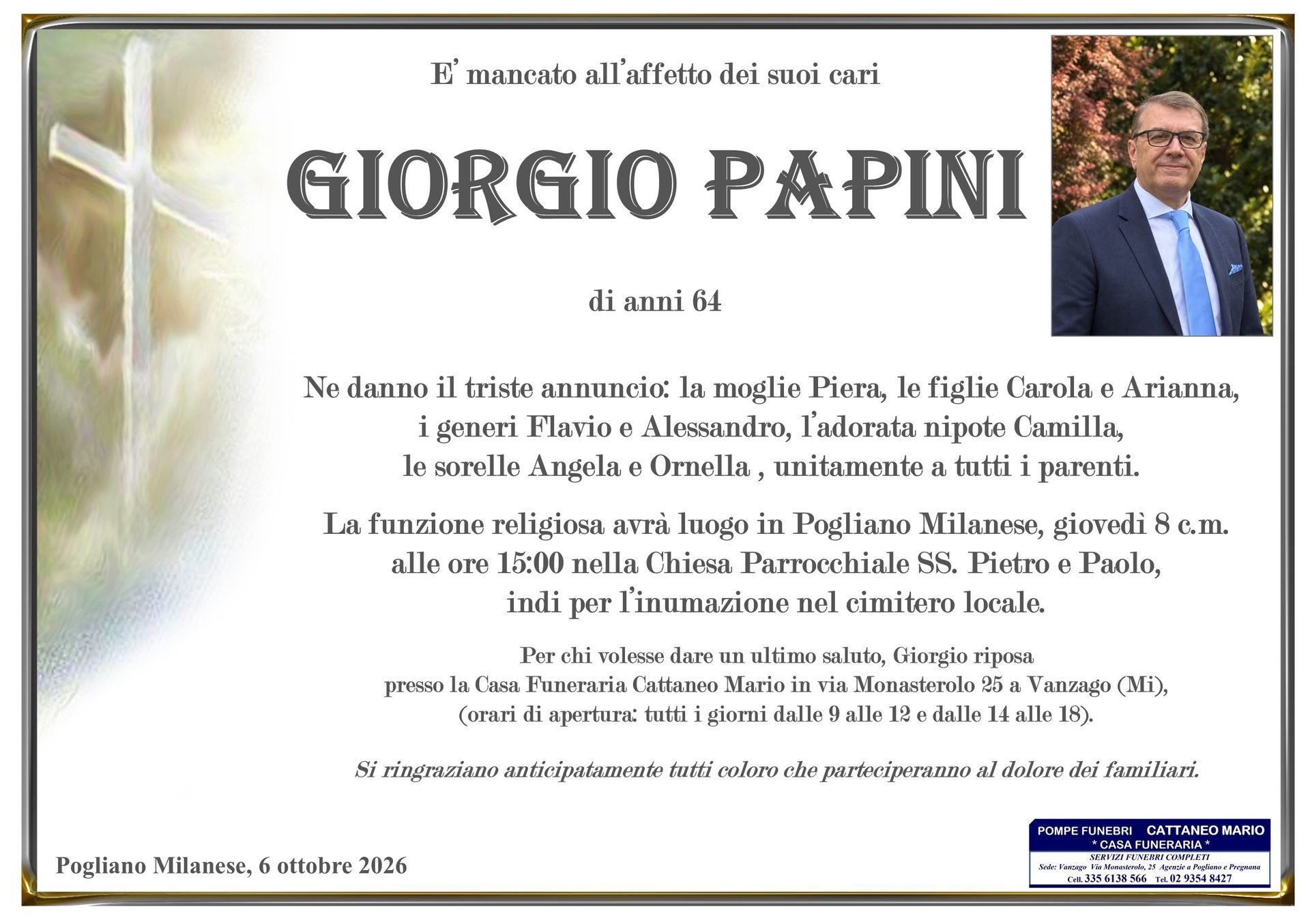 necrologio Giorgio Papini