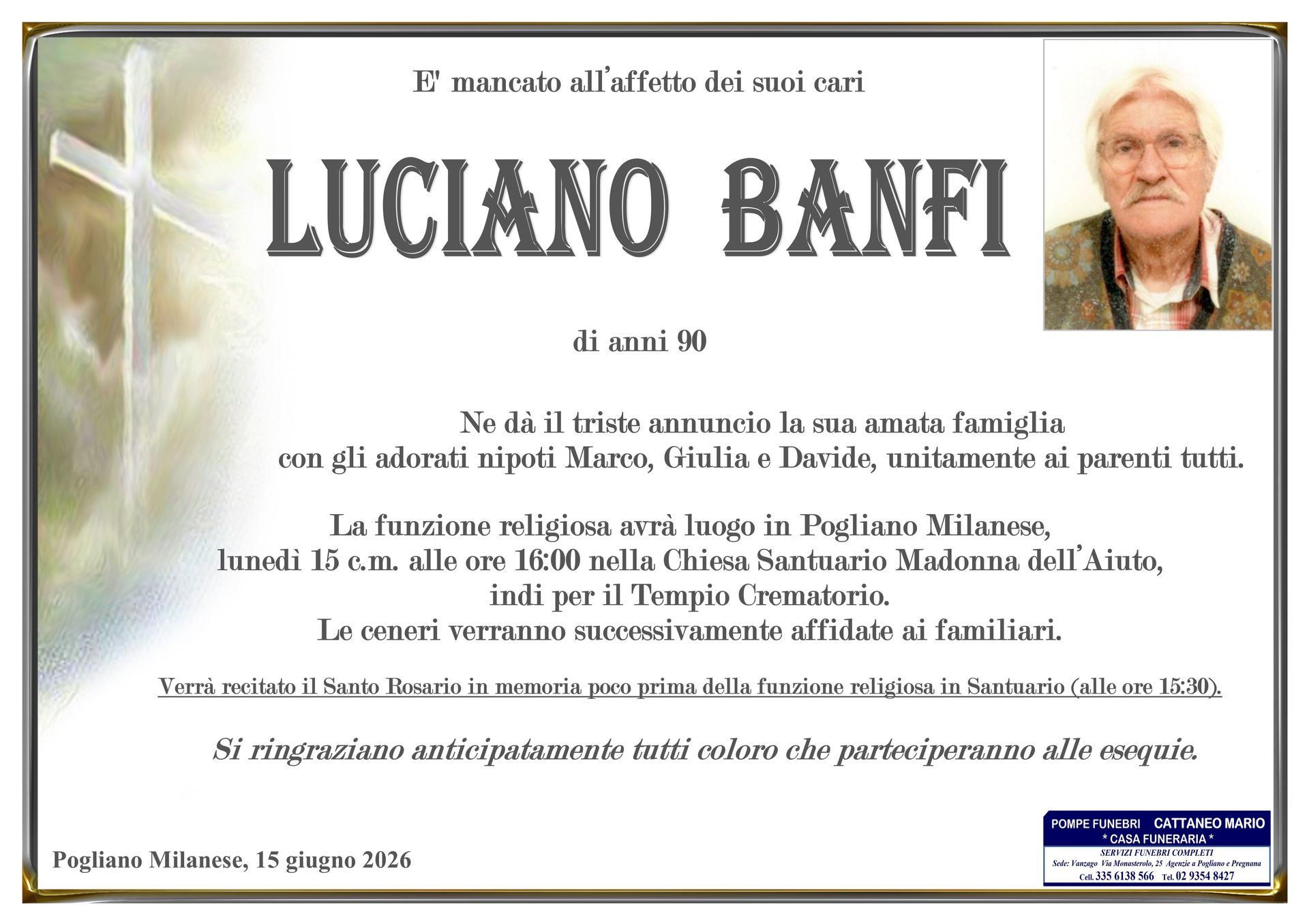 necrologio Luciano Banfi