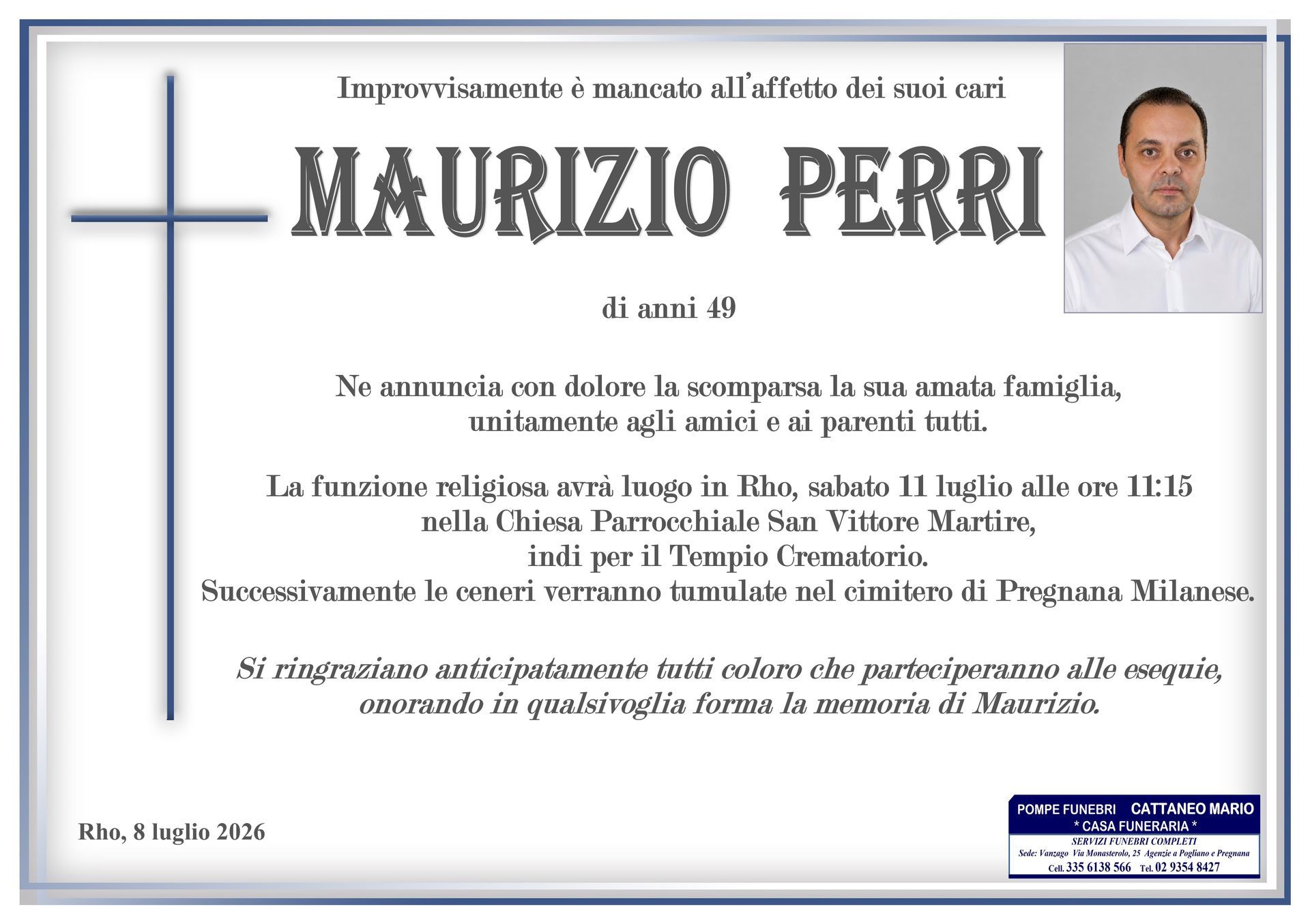 necrologio Maurizio Perri