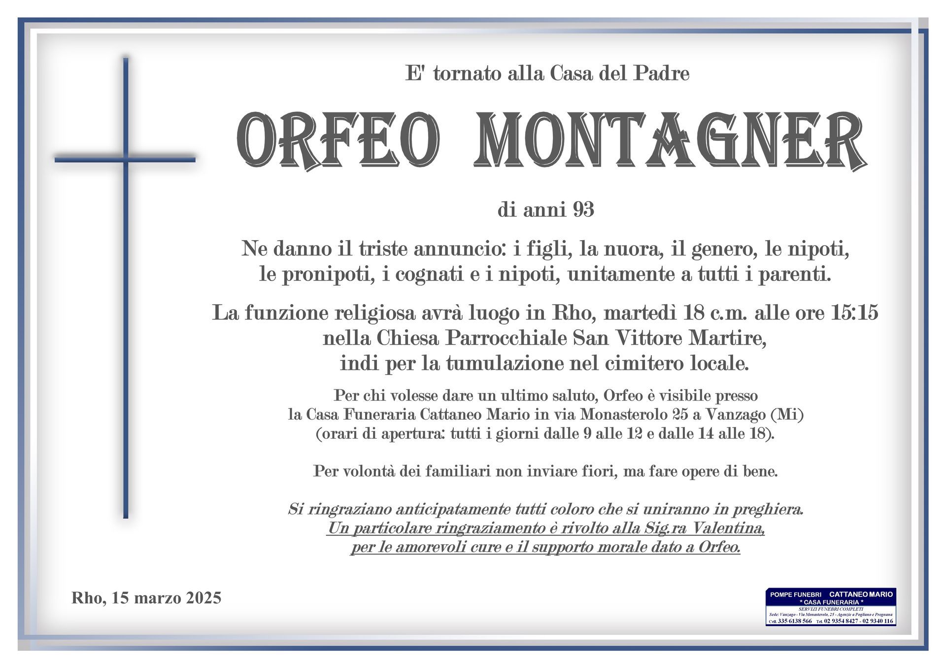 necrologio Orfeo Montagner