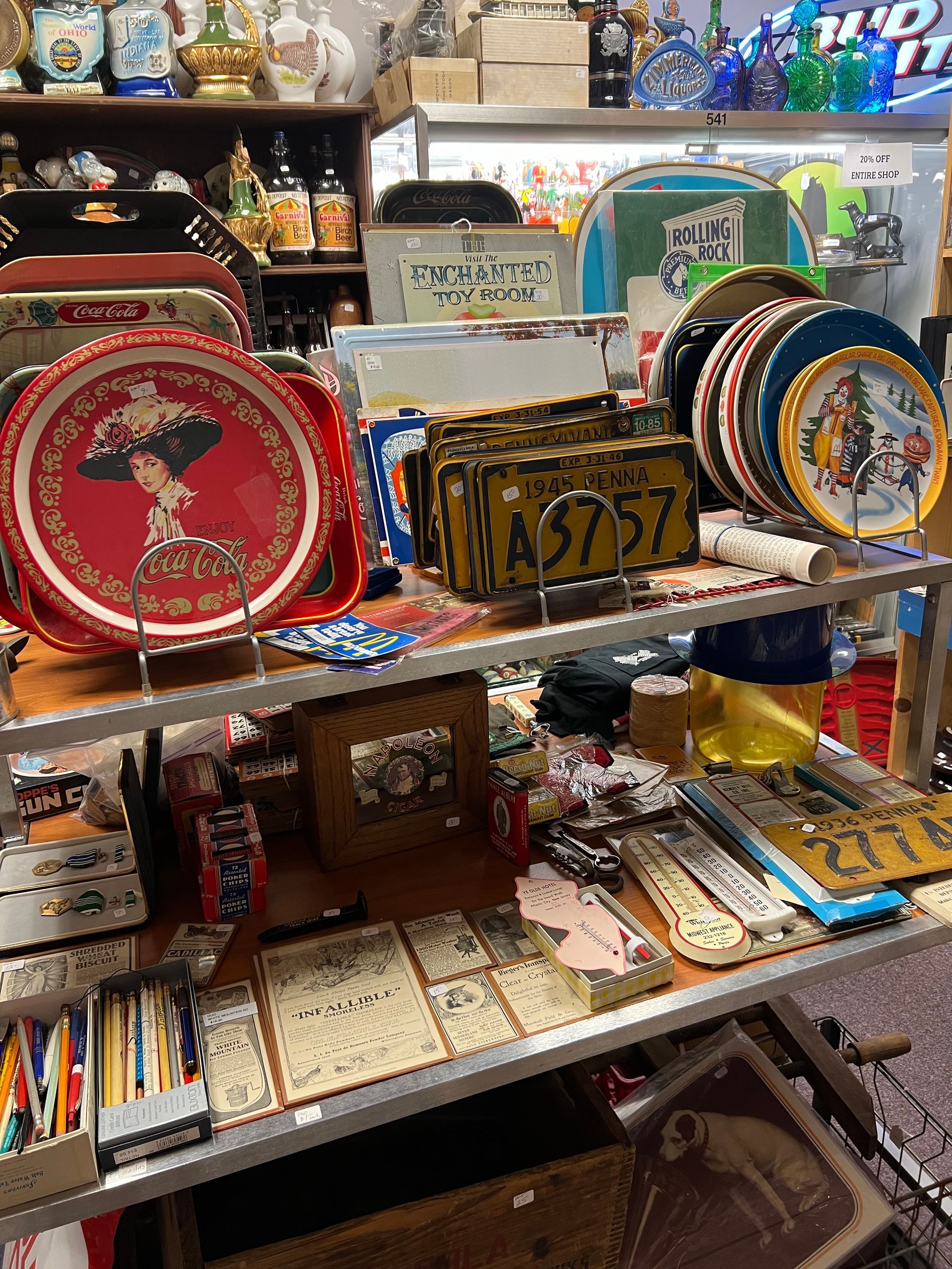 a large variety of collectibles such as automotive license plates