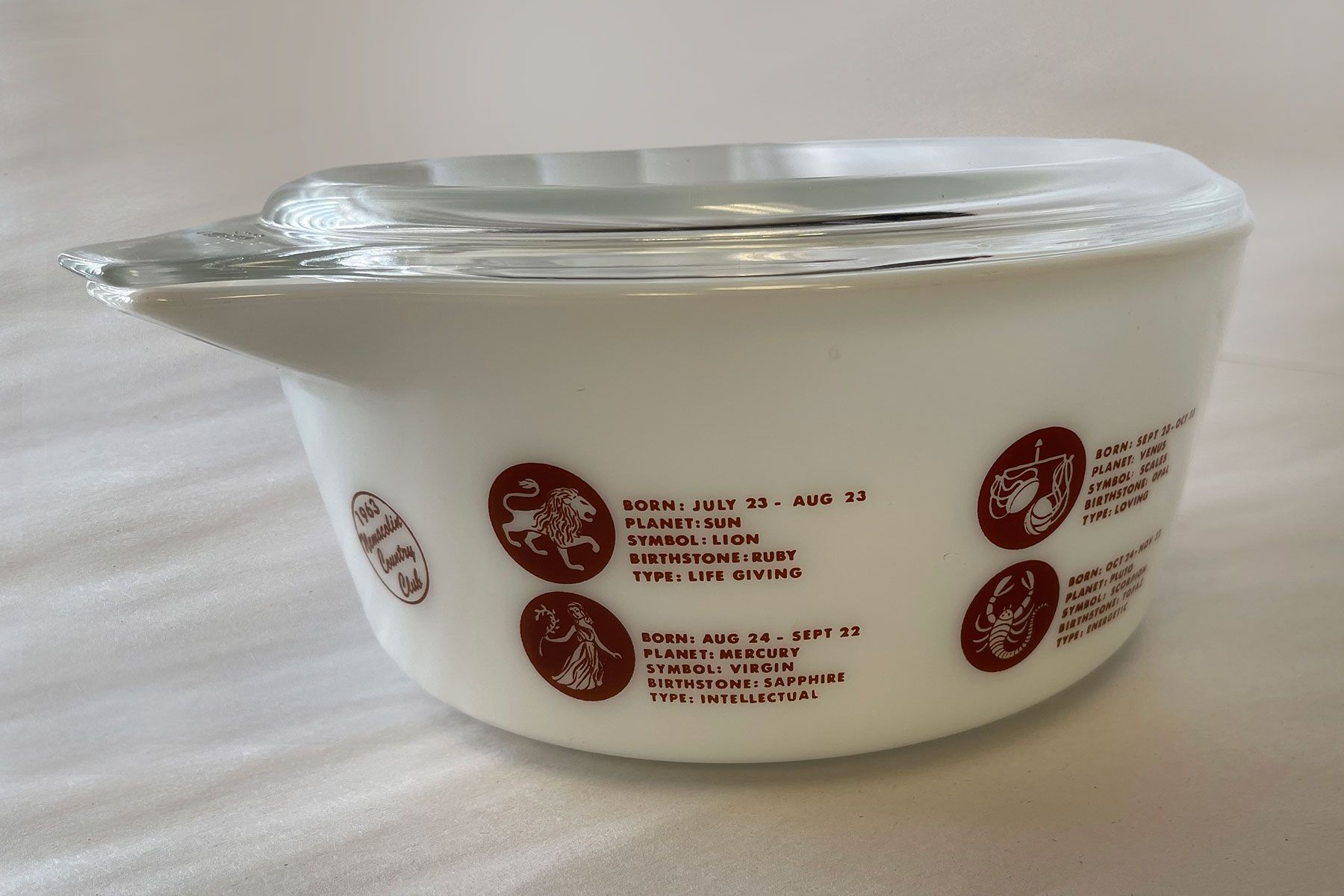 rare white zodiac Pyrex dish