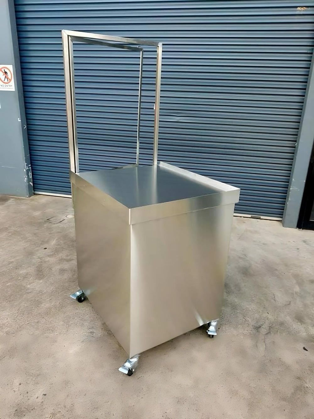 Stainless Steel Industrial Cart With A Hanging Rack On Wheels — Sheetmetal Improvements & Design in Tweed Heads, QLD