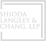 Shioda Langley & Chang, LLP law firm logo; text within a square frame.