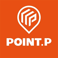 Logo POINT.P en blanc sur fond orange