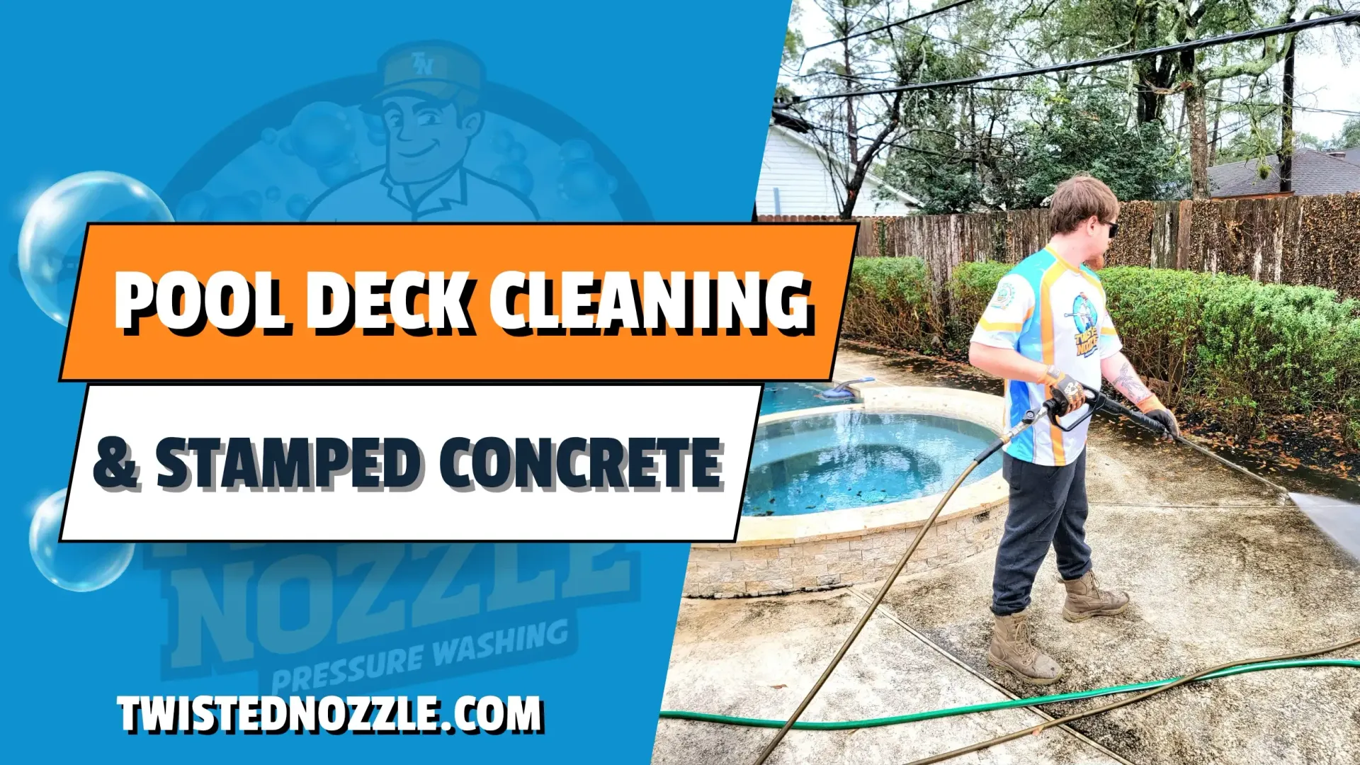 Pool Deck & Stamped Concrete Cleaning in Houston, TX - Memorial Area | Twisted Nozzle