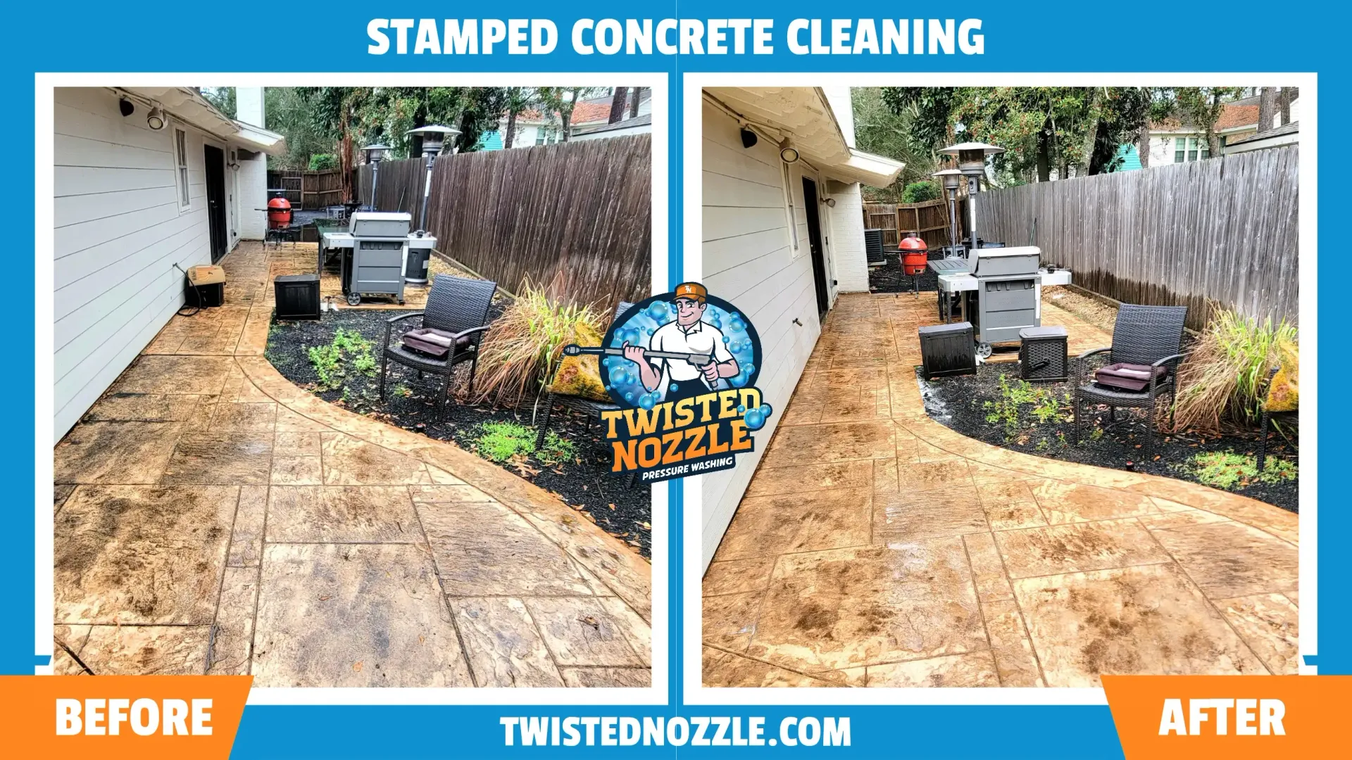 Pool Deck Cleaning in Houston TX - Before and After | Twisted Nozzle