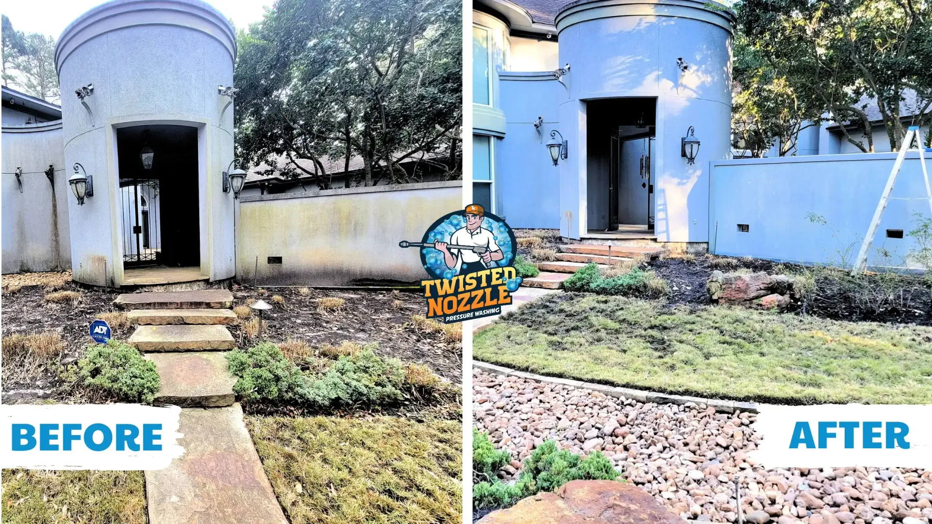 Stucco Cleaning Houston - Before and After | Twisted Nozzle